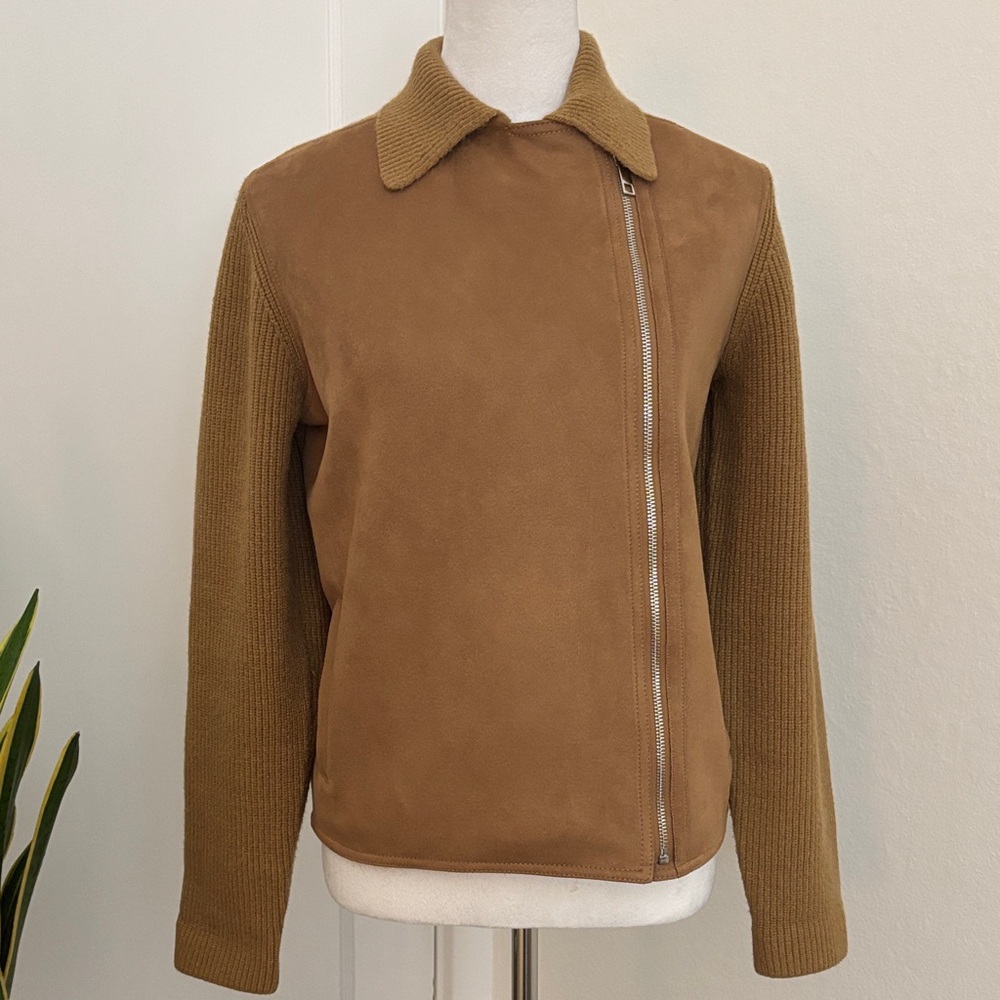 Ann Taylor Camel Suede Sweater Jacket Size Small